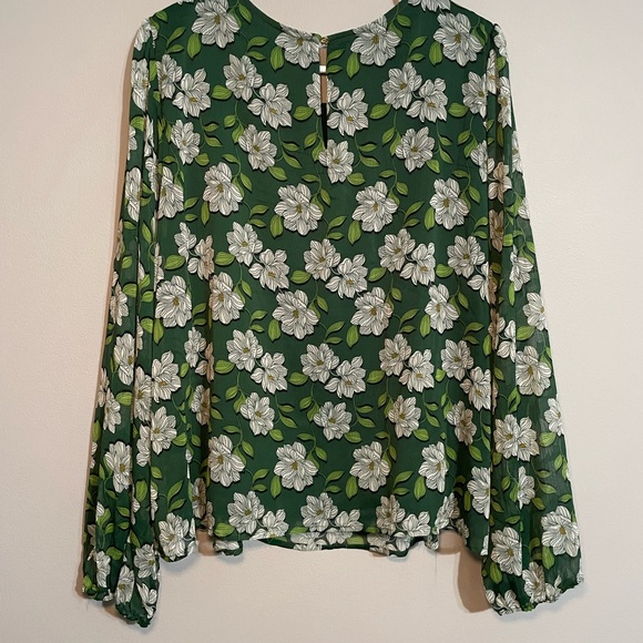 Draper James Dark Green Floral Blouse XXL EUC - Picture 5 of 6